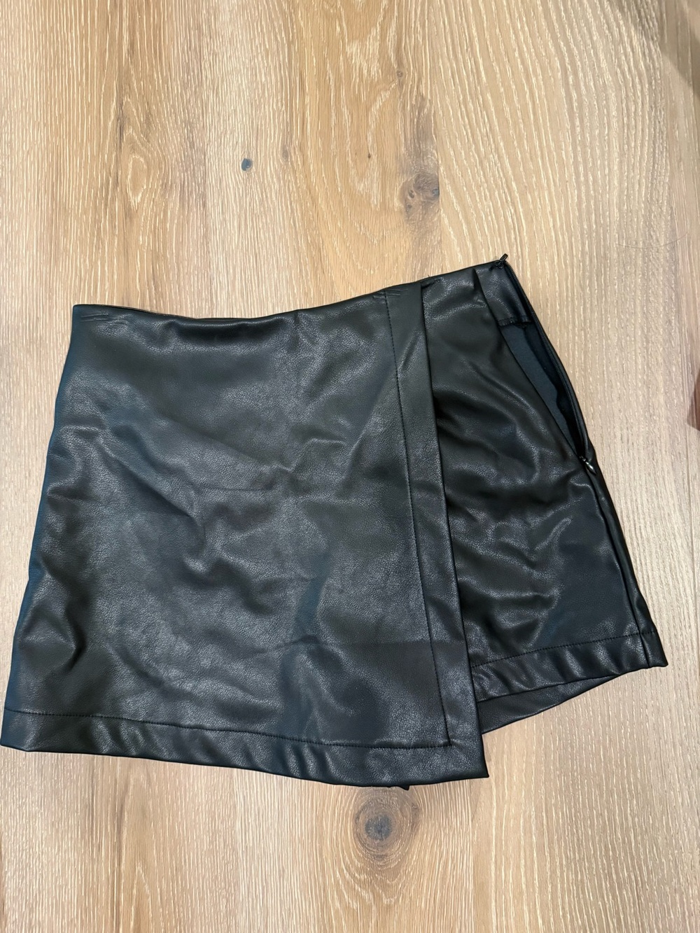 Showpo Black Faux Leather Wrap Mini Skirt